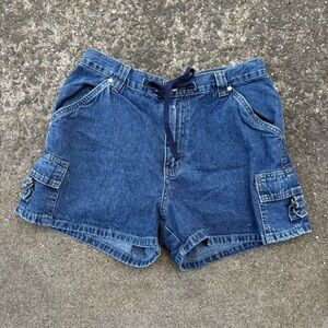 Retro denim Jean shorts petite 8 tie waist